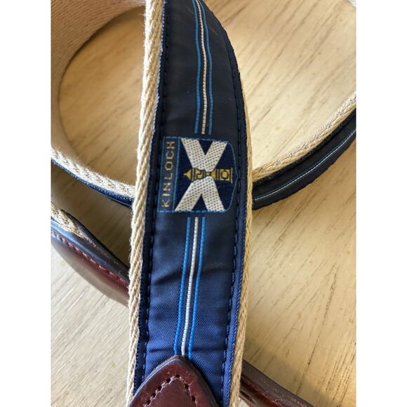 YRI Leather Canvas Belt KINLOCH Golf Blue Men's Size 36 / 90 Outdoor Preppy 90s - Picture 4 of 7